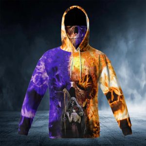 Dead Kiss Mixed Colors Skull 3D Bandana Hoodie