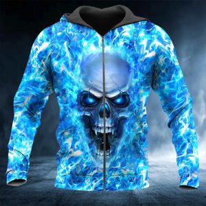 Face Ice Skull 3D Zip Hoodie