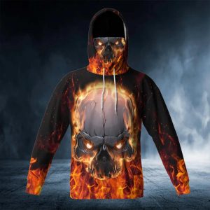 Face To Face With Fire Skull 3D Bandana Hoodie