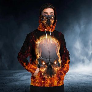 Face To Face With Fire Skull 3D Bandana Hoodie