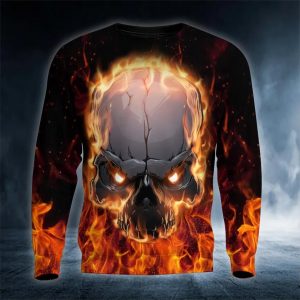 Face To Face With Fire Skull 3D Sweatshirt