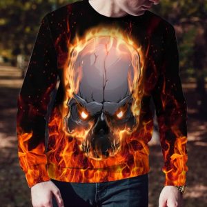 Face To Face With Fire Skull 3D Sweatshirt