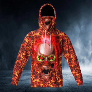 Fire Frenzy Skulll 3D Bandana Hoodie