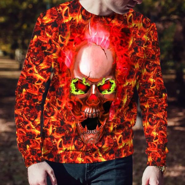 Fire Frenzy Skulll 3D Sweatshirt