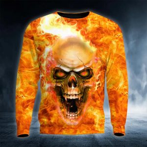 Flaming Pile Skull 3D Sweatshirt