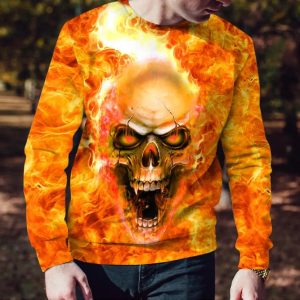 Flaming Pile Skull 3D Sweatshirt