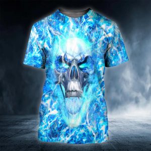 Ice Face Skull 3D T Shirt, Skull T Shirts Mens