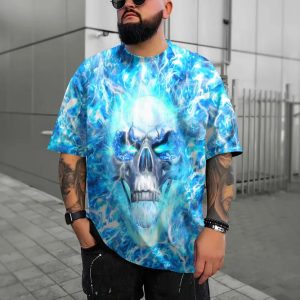 Ice Face Skull 3D T Shirt, Skull T Shirts Mens