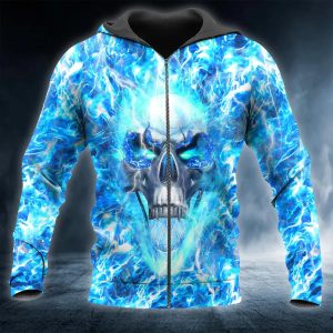 Ice Face Skull 3D Zip Hoodie