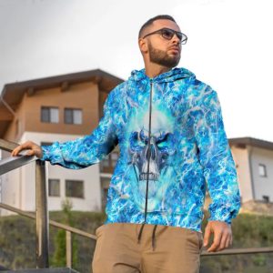 Ice Face Skull 3D Zip Hoodie