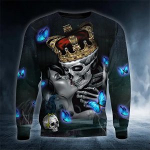 King And Queen Kissing Skull 3D Sweatshirt