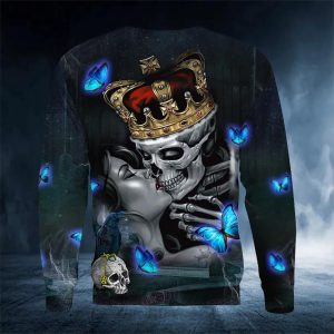 King And Queen Kissing Skull 3D Sweatshirt