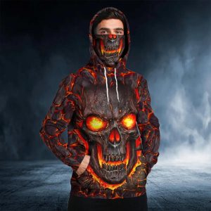 Lava Skull 3D Bandana Hoodie