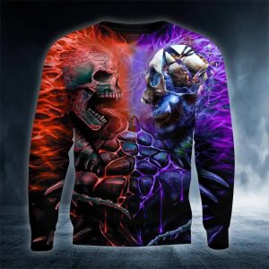 Red Purple War Skull 3D Sweatshirt