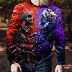 Red Purple War Skull 3D Sweatshirt