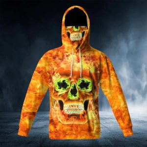 Scary Fire Skull 3D Bandana Hoodie