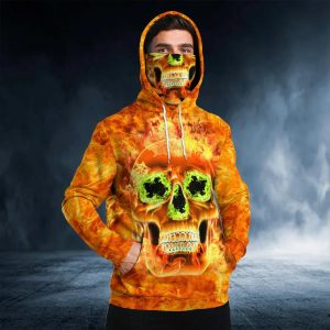 Scary Fire Skull 3D Bandana Hoodie