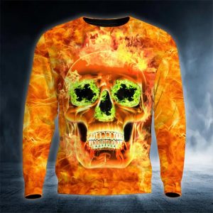 Scary Fire Skull 3D Sweatshirt