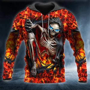 Skeleton Crawling Out Of Hell Skull 3D Hoodie