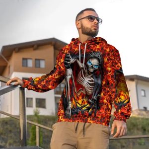 Skeleton Crawling Out Of Hell Skull 3D Hoodie