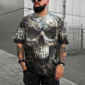 The Hideout Camo Skull 3D T Shirt, Skull T Shirts Mens