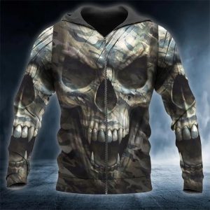 The Hideout Camo Skull 3D Zip Hoodie