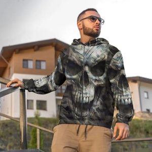 The Hideout Camo Skull 3D Zip Hoodie