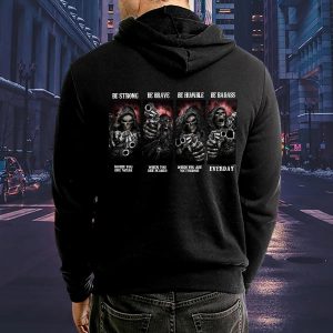 Be Strong Be Brave Be Humble Be Badass Assassin Skull Hoodie Mens