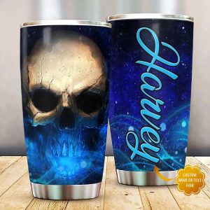 Blue Ice Ghost Skull Custom Tumbler