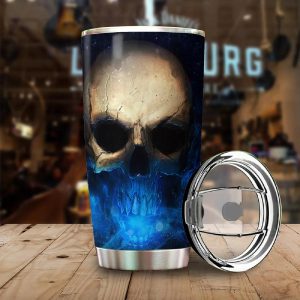 Blue Ice Ghost Skull Custom Tumbler