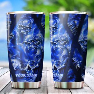 Blue Soul Eater Ghost Skull Custom Tumbler