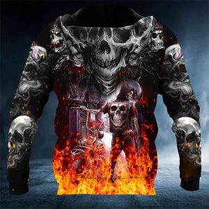 Five Ghost Riders Skull 3D Hoodie Back