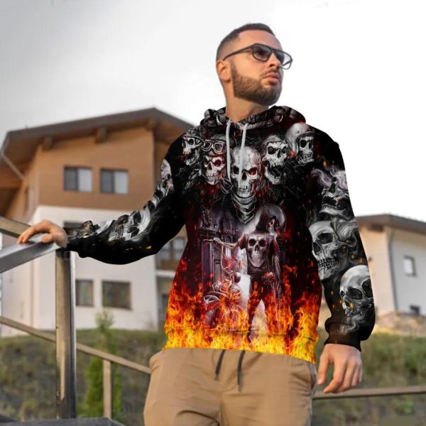 Five Ghost Riders Skull 3D Hoodie