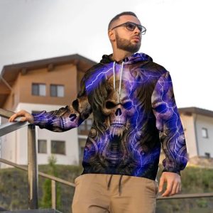 Horned King Skull 3D Hoodie Men