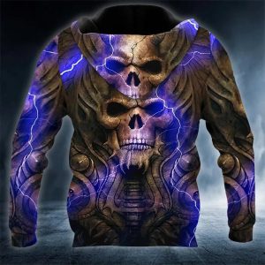 Horned King Skull 3D Zip Hoodie Back