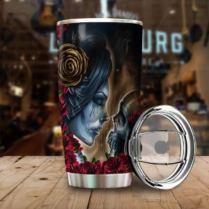 I Can Not Live Without You Dead Kiss Couple Skull Custom Tumbler