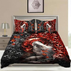 IDC IDK IDGAF Butterflies Red Bride Ghost Skull Bedding Set