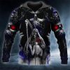 King Couple Grimreaper Skull 3D Zip Hoodie