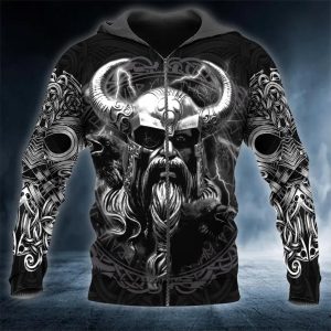 Odin Norse Warrior Viking 3D Zip Hoodie