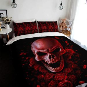 Red Roses Sugar Skull Bedding Set