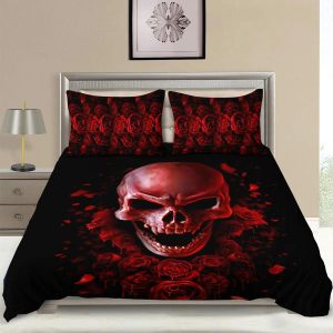 Red Roses Sugar Skull Bedding Set