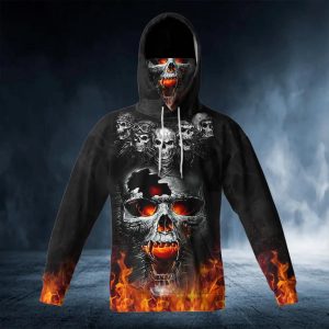 The Immortal Death Of Five Fire Skull 3D Bandana Hoodie