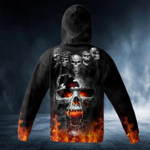 The Immortal Death Of Five Fire Skull 3D Bandana Hoodie Back