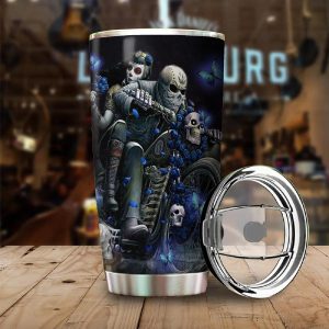 To My Boyfriend I Love You Skeleton Couple Riding Motorcycle Skull Custom Tumbler