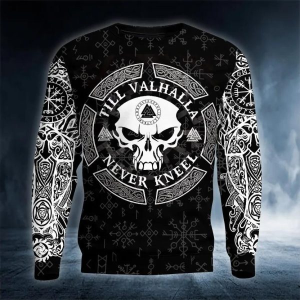 Viking Till Valhalla Never Kneel Tattoo 3D Sweatshirt