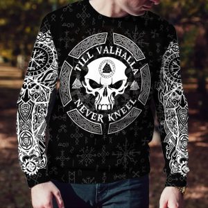 Viking Till Valhalla Never Kneel Tattoo 3D Sweatshirt Men