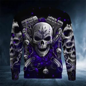 Violet Ghost Rider Skull 3D Sweatshirt Back