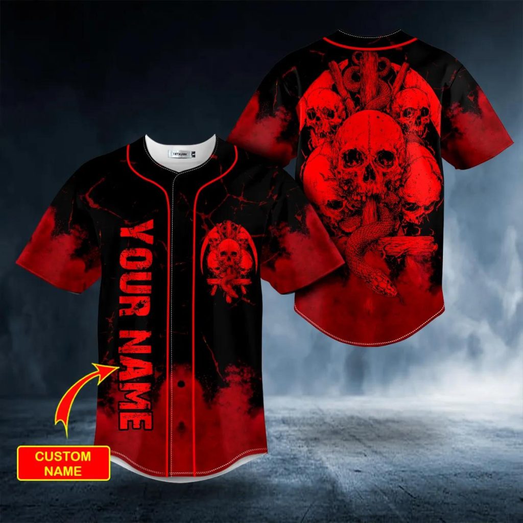 Bloody Snake Sword Broken Skull Custom Baseball Jersey Skull & Viking