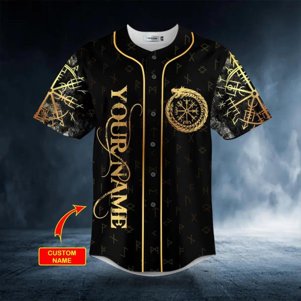 Dragons Axes Wolf Viking Tattoo Custom Baseball Jersey