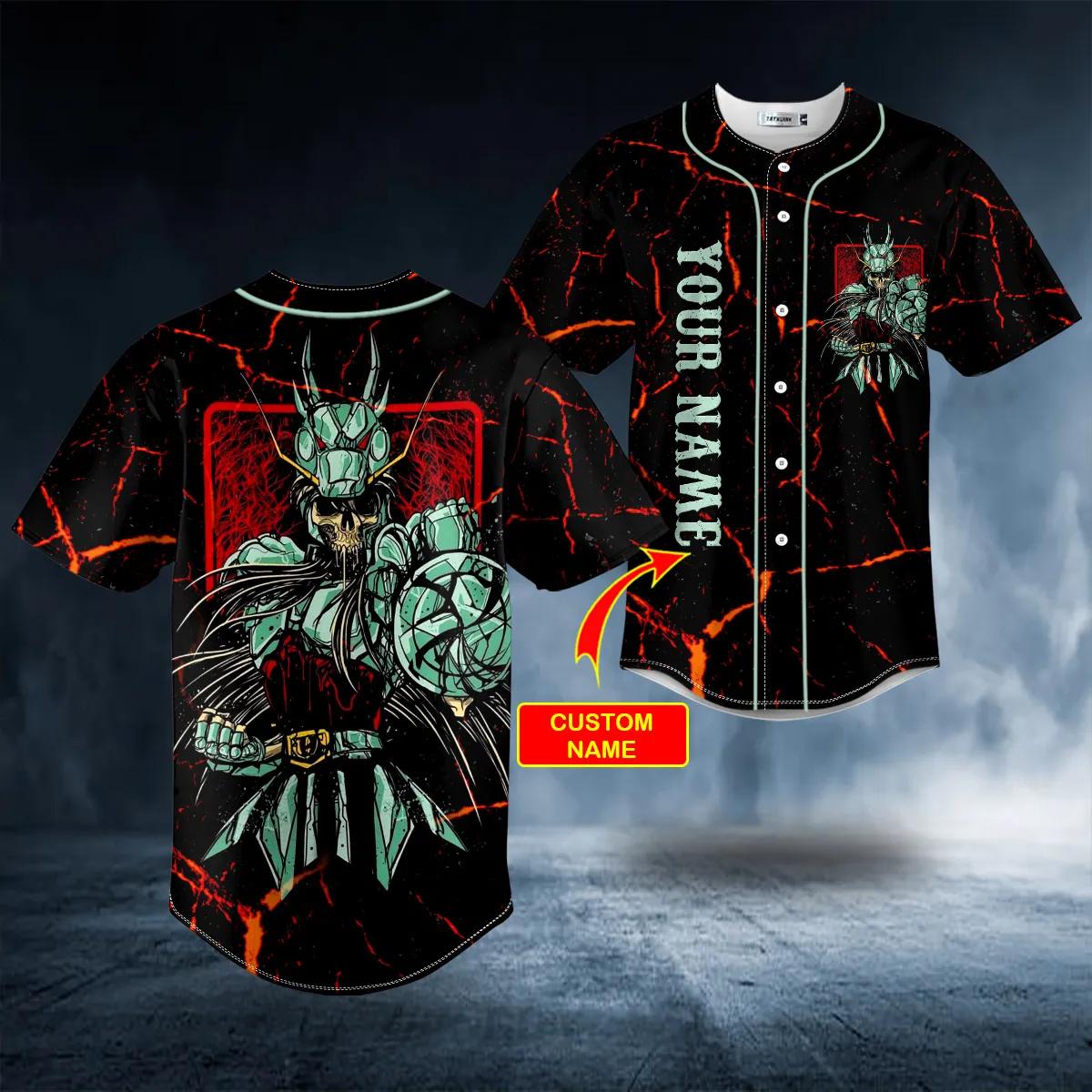 Samurai Dragon Skull Custom Baseball Jersey - Skull & Viking Graphic ...